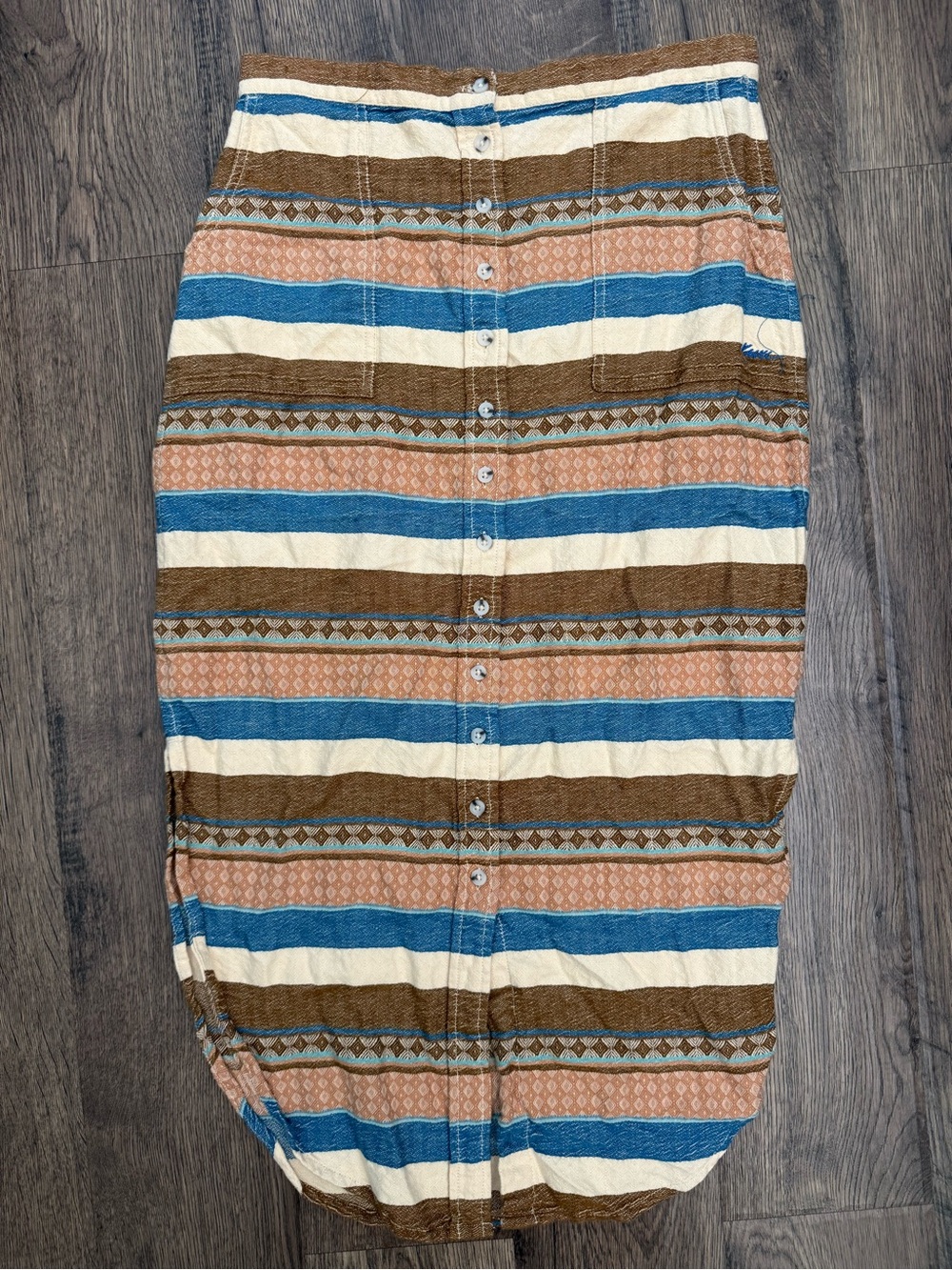 Kavu Women’s Button Up Multicolor Stripe Vonn Skirt Size Small